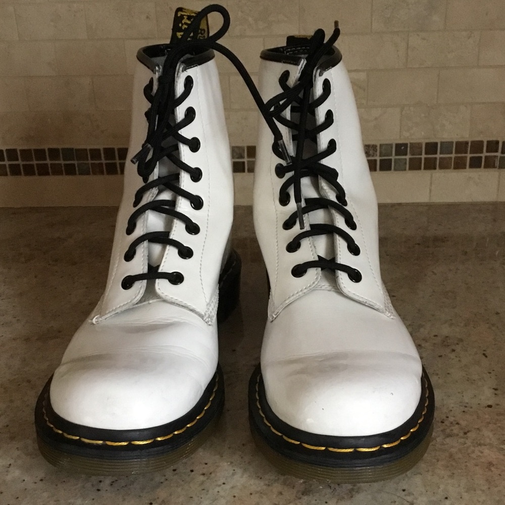 Dr. Martens 1460 White Patent Leather Combat Boots AS IS - Picture 4 of 16